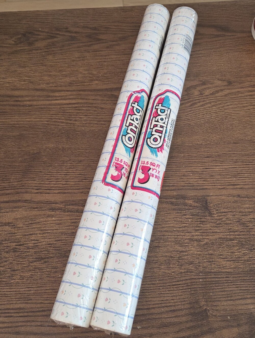 Vintage Country Blue Pink Hearts Single Roll Shelf Paper / Contacr Paper